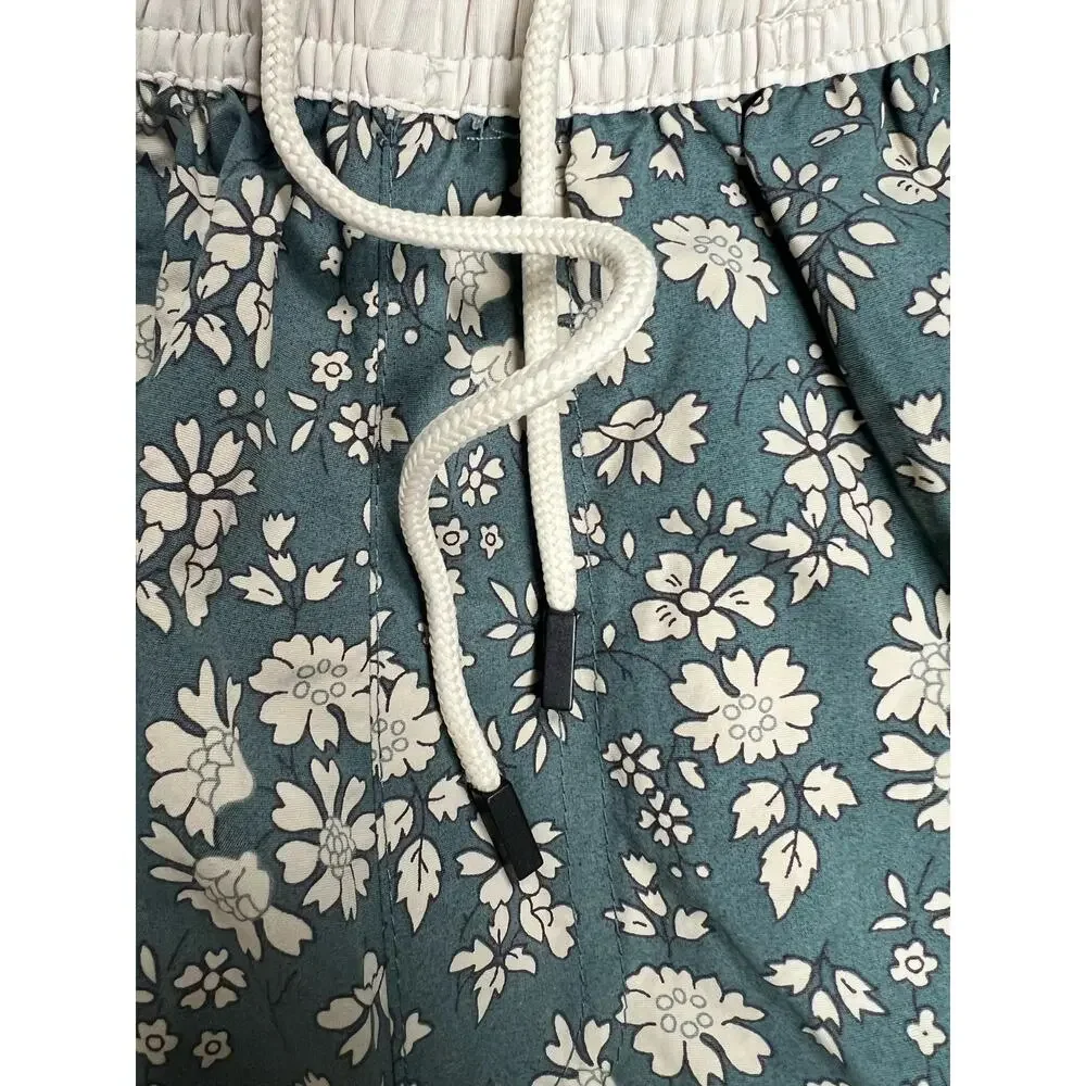 Winston Swim Trunks Mens Size 46 NWT Pockets Green Off White Floral Print